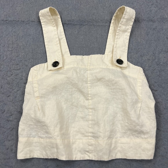 Everlane Tops - Everlane Top Women's 4 Ivory 100% Linen Woven Apron Tank Button Sleeveless Shirt